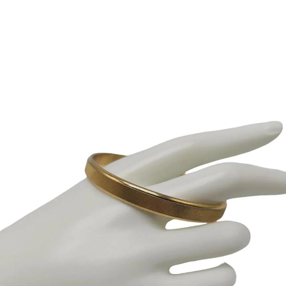 Monet Textured Bangle Bracelet Gold Tone Vintage Mid Century 2.5 in Diameter